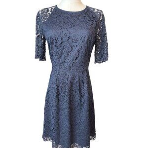 2/$30 Madewell Navy Lace Dress Size 4 Silk Trim & Polyester Lining